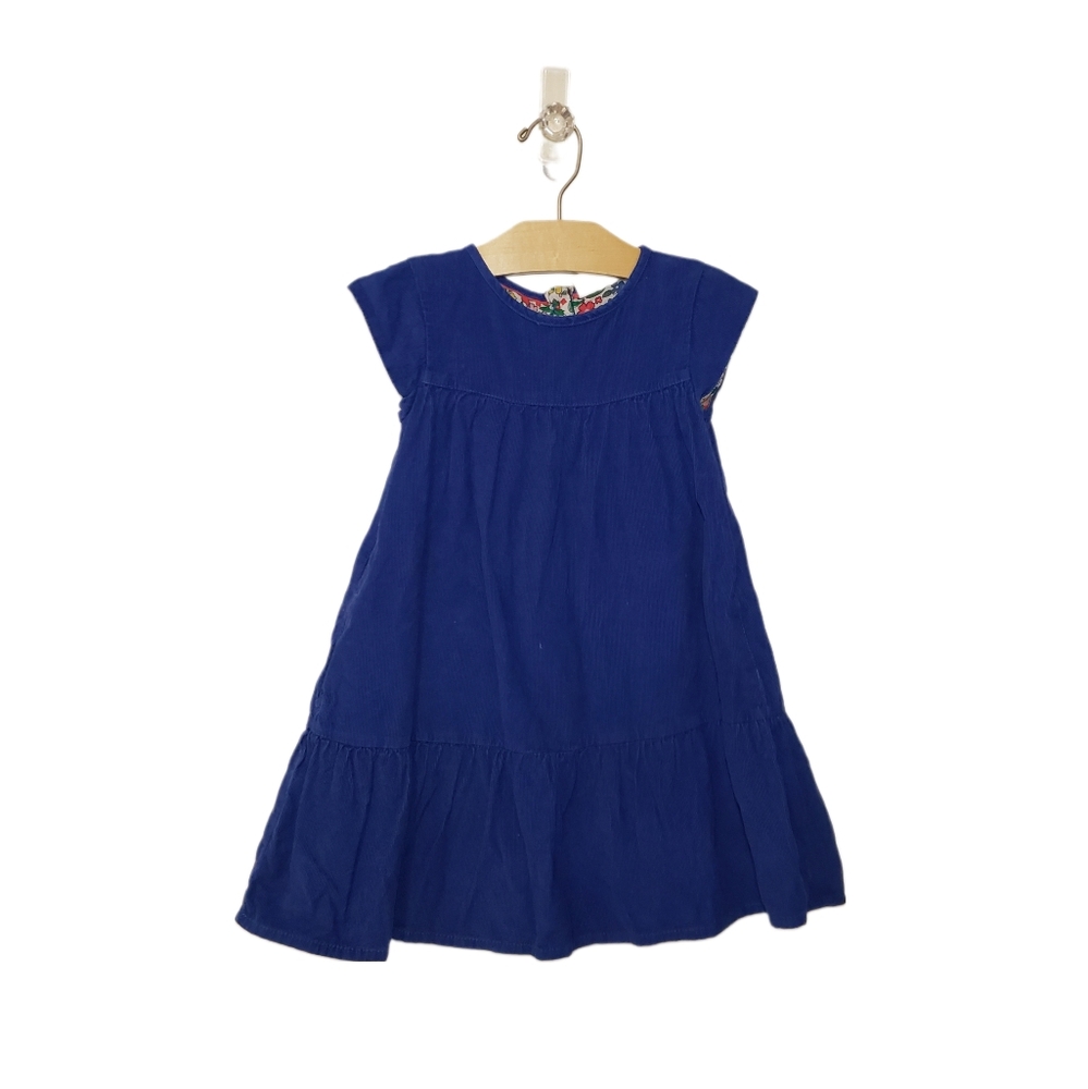 Mini Boden 5-6Y Royal Blue Corduroy Floral Lined Dress